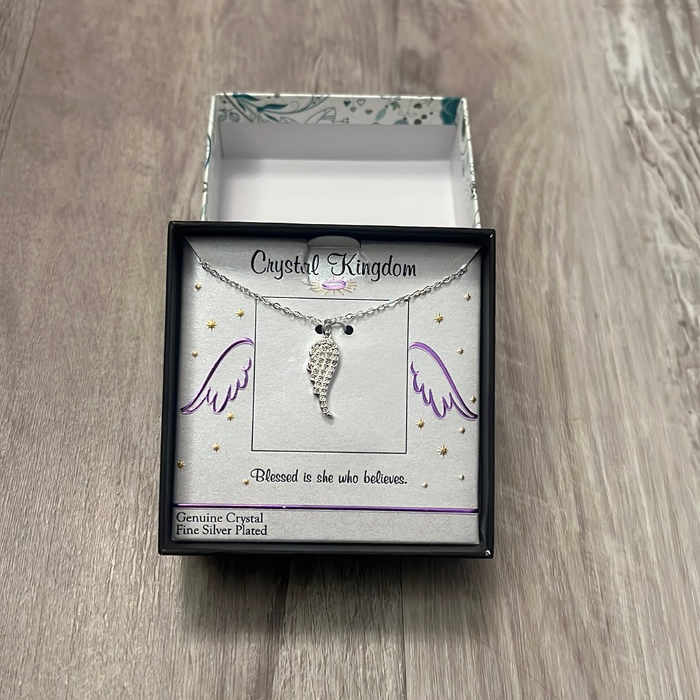 NIB Crystal Kingdom Angel Wing necklace